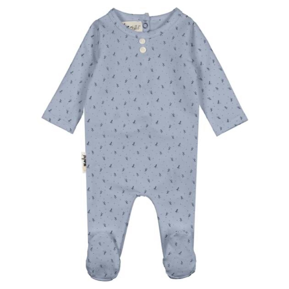 Maniere Buttons and Polkadots Footie in Aqua